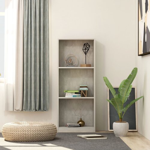 VidaXL knjižna omara 3-nadstropna betonsko siva 40x24x108cm iverna pl. Slike