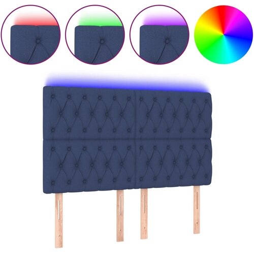 Maison Chic led posteljno vzglavje - vzglavna omarica - nočna omarica modro 160x7x118/128 cm blago, (21710312) Cene