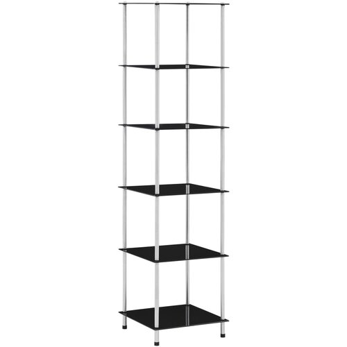 VidaXL Polica 6-nadstropna črna 40x40x160 cm kaljeno steklo Slike