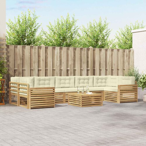  Set vanjskih sofa 8 kom. Bijela i krem Čvrsto drvo akacije Cijene