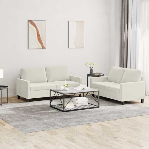  2-dijelni set sofa s jastucima krem bar&scaron;unasti Cijene