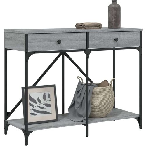  Konzolni stol siva boja hrasta 100x39x78 5 cm konstruirano drvo Slike