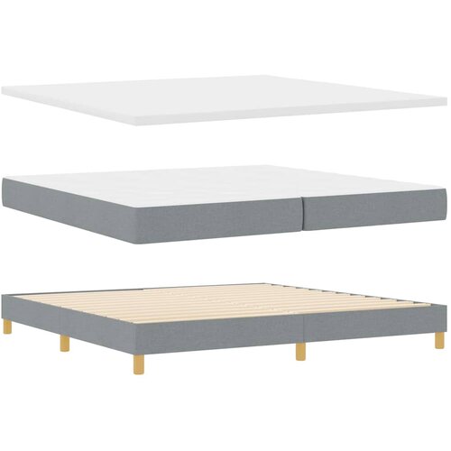  LED Box Spring Krevet Svijetlo siva 200 x 200 cm tkanina Slike