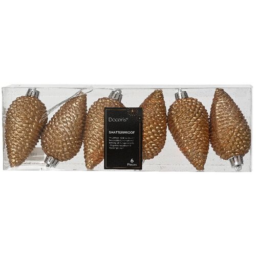 Dekordom Novogodišnji set šišarki za jelku 6pcs 8cm 028675 - Pecan brown - KMG Cene