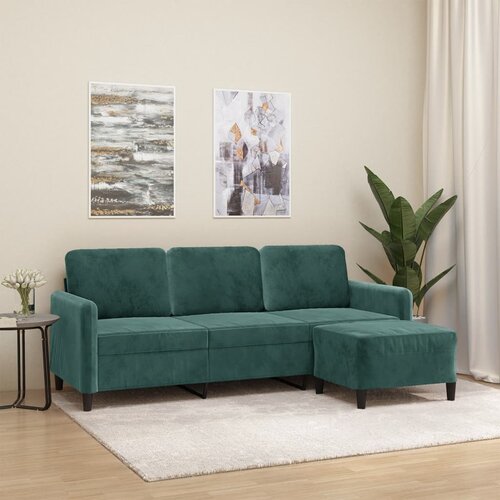  The Living Store Trosed s stolčkom za noge temno zelen 180 cm žamet - Trosed S Stolčkom Za Noge, (21457511) Cene