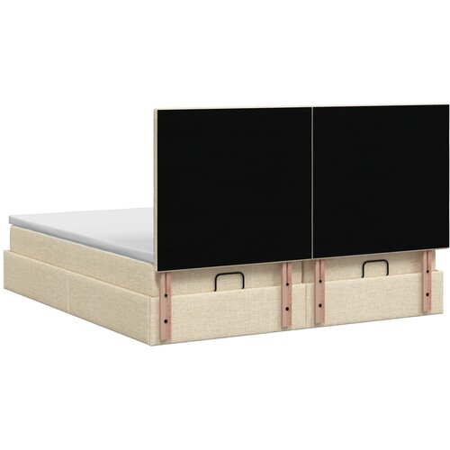  Krevet od pjene s madracem i LED-om Krem 180 x 200 cm Tkanina Slike