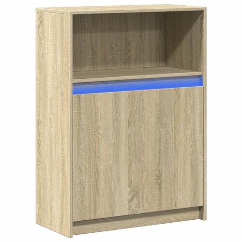  Komoda s LED svjetlima boja hrasta 72x34x100 cm drvena Slike