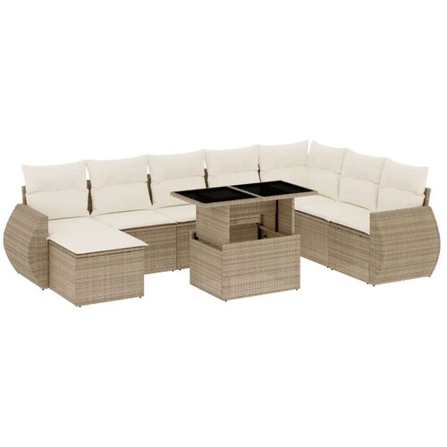 vidaXL 9-dijelni set vrtnih sofa s jastucima bež od poliratana Cijene
