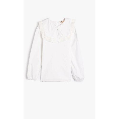 Koton Girls&amp;#039; School Shirt No Buttons Long Sleeve Wide Collar Ruffle Detail Cotton Slike