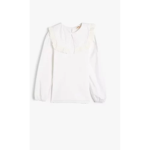 Koton Girls' School Shirt No Buttons Long Sleeve Wide Collar Ruffle Detail Cotton