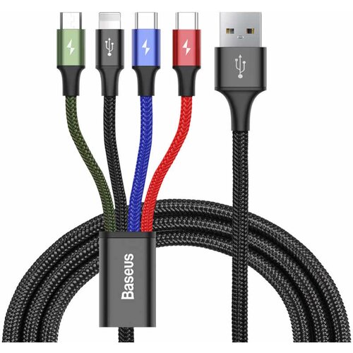  Fast USB kabel 4v1 2xUSB-C / Lightning / Micro 3,5A 1,2m - črn, (20627515) Cene