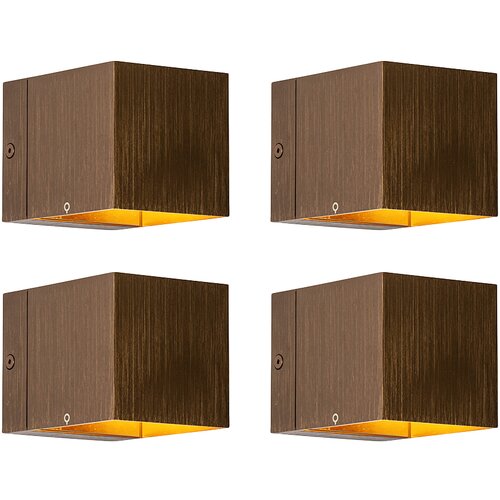 QAZQA Set van 4 smart wandlamp donkerbrons 8 cm incl. LED - Transfer Cene