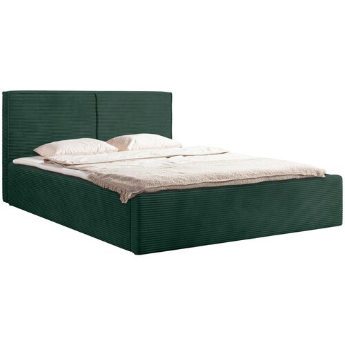 MID.YOU OBLAZINJENA POSTELJA 180 cm x 200 cm , les, tekstil, leseni material temno zelena Slike