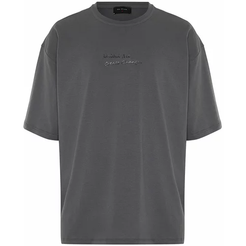 Trendyol Anthracite Men's Oversize High Pattern Print Technique T-Shirt