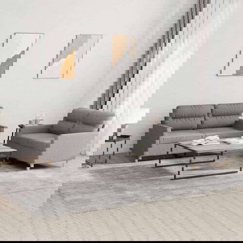  2-dijelni set sofa s jastucima smeđesivi od tkanine Cene
