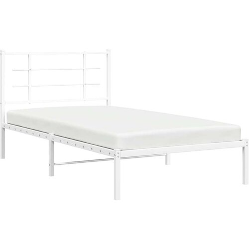 VidaXL Metalni okvir za krevet s uzglavljem bijeli 100x190 cm Slike