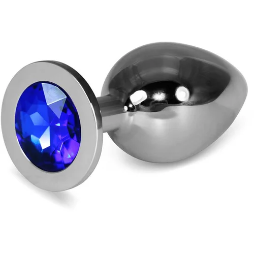Lovetoy Rosebud Classic Metal Analni čep s temno modrim draguljem velikosti L, (21078328)