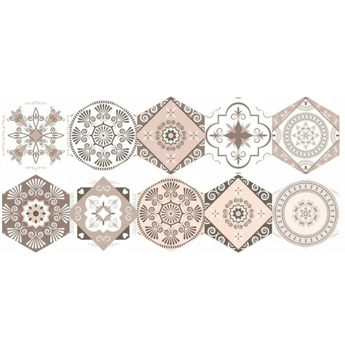 Ambiance Komplet 10 talnih nalepk Floor Stickers Hexagons Cornalina, 40 x 90 cm