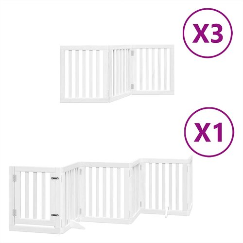  Vrata za pse s vrata&amp;scaron;cima 15 panela sklopiva 750 cm drvo topole Bijela 50 x 60 x 2 cm Slike