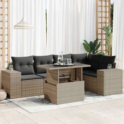 vidaXL 6-dijelni set vrtnih sofa od poliratana s jastucima sivi Cijene