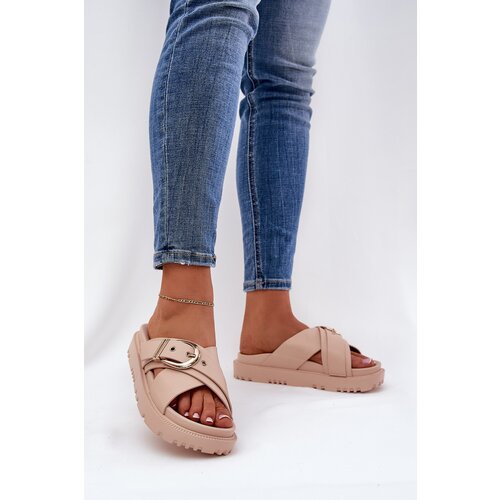 Boto Platform Sandals With Buckle Beige Honavia Slike
