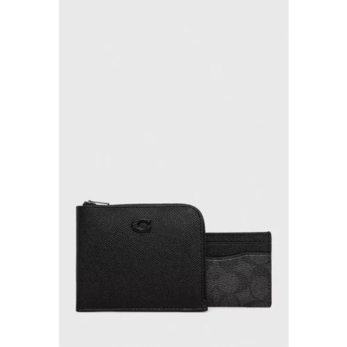 Coach Usnjena denarnica in etui za kartice črna barva