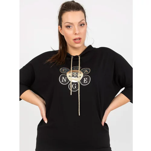 Fashion Hunters Black everyday plus size blouse with 3/4 sleeves