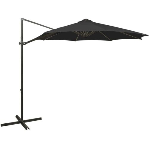  Konzolni suncobran sa stupom i LED svjetlima 300 cm crni Cijene