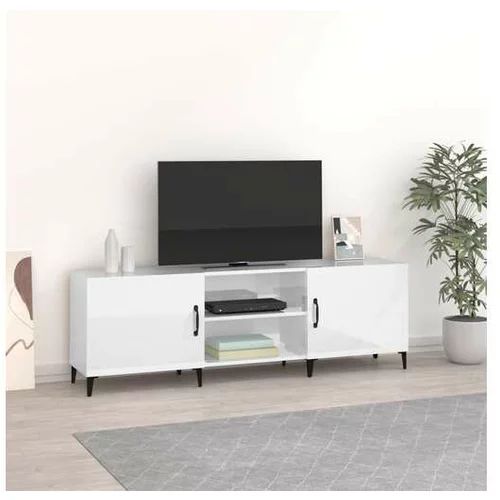  TV omarica visok sijaj bela 150x30x50 cm inženirski les