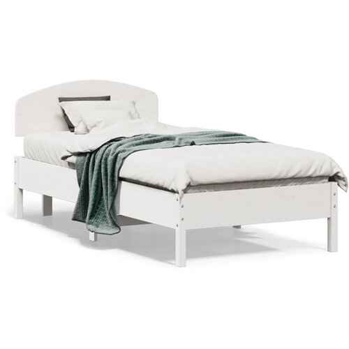 vidaXL Posteljni okvir z vzglavjem bel 75x190 cm trdna borovina Cene