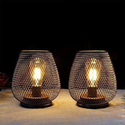 TRIROCKS kovinska LED svetilka na baterije 17 cm rjava Slike