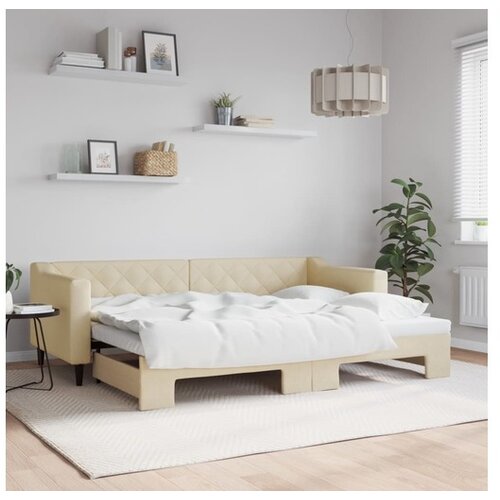 VidaXL Izvlečna dnevna postelja temno krem 80x200 cm blago Slike