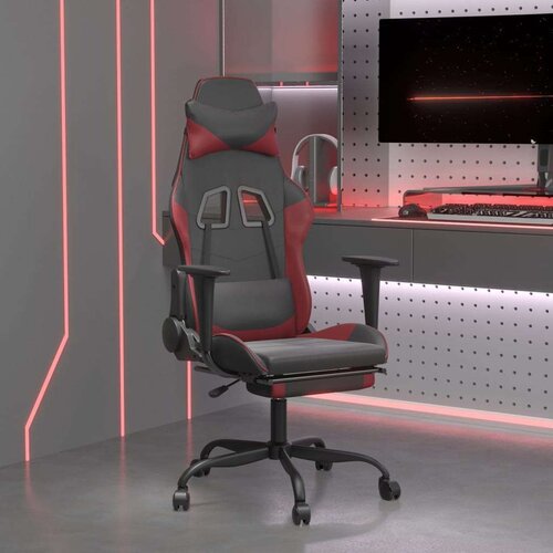  Gaming stol z oporo za noge črno in vinsko rdeče umetno usnje, (21152255) Cene