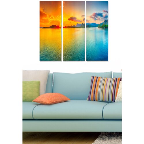 Wallity MDF129390128 multicolor decorative mdf painting (3 pieces) Cene