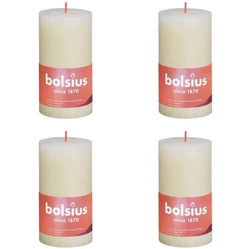 Bolsius rustične debele svijeće Shine 4 kom 130 x 68 mm nježno biserne Slike