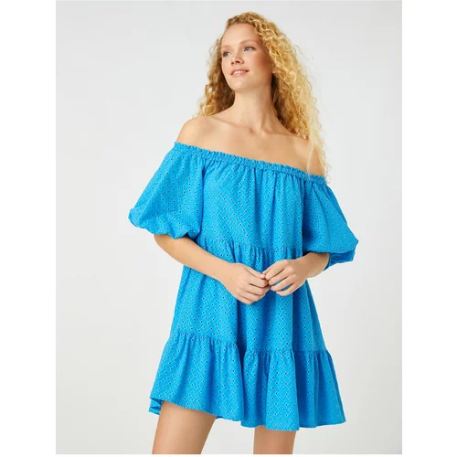 Koton Dress - Turquoise - Off-shoulder