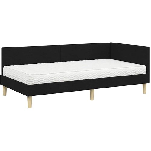  Kutni krevetni okvir s madracem 2 kom. Crna 80 x 200 cm tkanina Slike