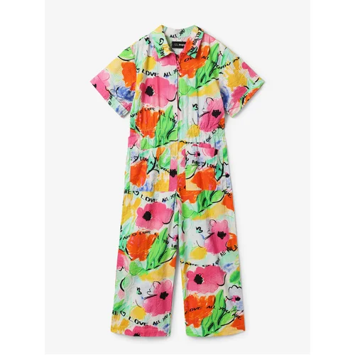 Desigual Green-pink floral girly overall Wisteria - Girls