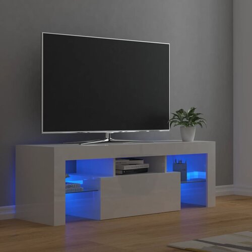 The Living Store TV omarica z LED lučkami visok sijaj bela 120x35x40 cm - TV Omarica, (21376496) Cene