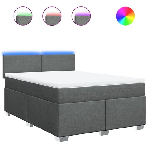 VidaXL Box spring postelja z vzmetnico temno siva 160x200 cm blago, (21307521) Slike