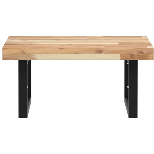  Zidna polica za umivaonik od čelika i masivnog bagremovog drva Smeđa 50 x 50 x 4 cm Slike