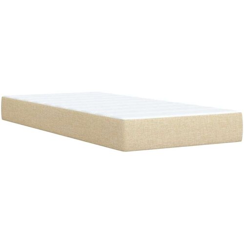 VidaXL Krevet s oprugama i madracem krem 100 x 200 cm od tkanine Slike