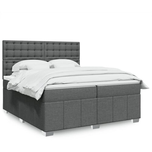 VidaXL Krevet s oprugama i madracem tamnosivi 200 x 200 cm od tkanine Slike