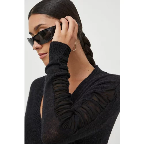 Pinko Volnen pulover ženski, črna barva