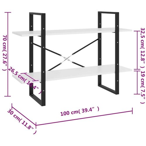 VidaXL Knjižna omara 2-nadstropna siva 100x30x70 cm iverna plo&amp;scaron;ča Slike