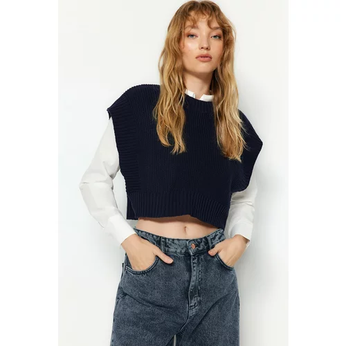 Trendyol Sweater Vest - Dark blue - Regular fit