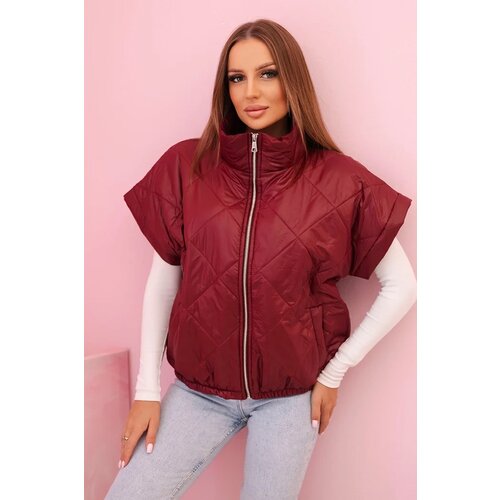 Kesi Włoski Women's quilted vest with short sleeves and a stand-up collar red Cijene