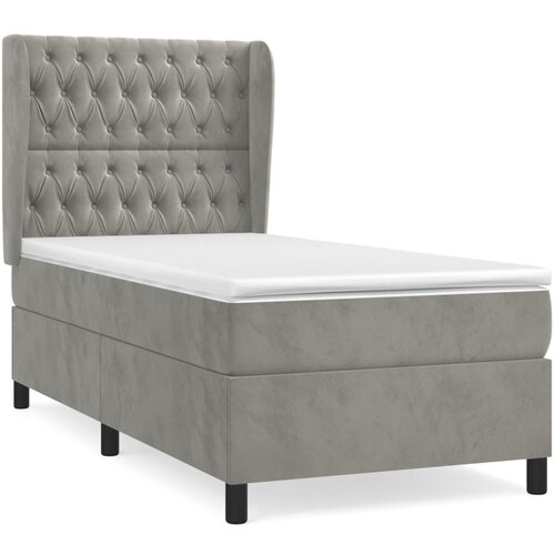 Box spring krevet s madracem svjetlosivi 90x190 cm bar&amp;scaron;unasti Slike