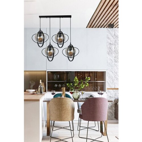 Opviq nepal 4 Lü Sıralı siyah Füme Camlı Sarkıt blackfume chandelier Cene