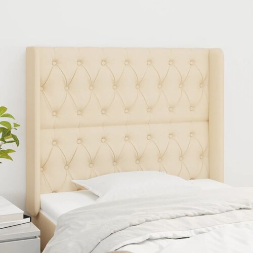 VidaXL Uzglavlje s u&amp;scaron;ima krem 103x16x118/128 cm od tkanine Slike